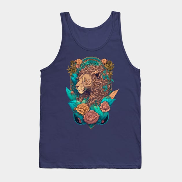 Lion and Flowers Tank Top by Takhir_Art